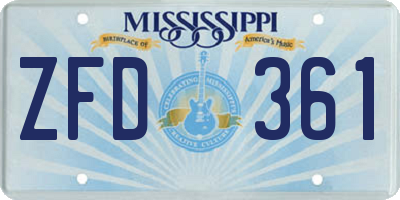 MS license plate ZFD361