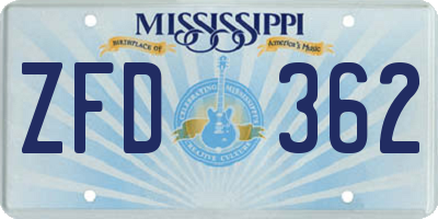 MS license plate ZFD362