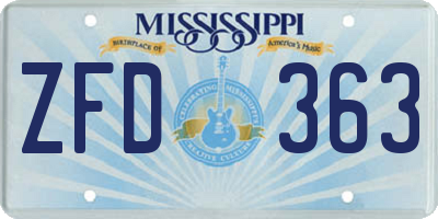 MS license plate ZFD363