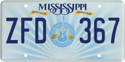 MS license plate ZFD367