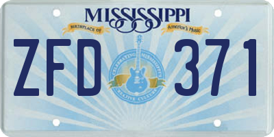 MS license plate ZFD371