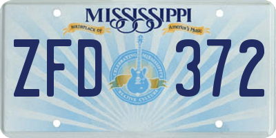 MS license plate ZFD372