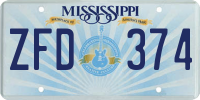 MS license plate ZFD374