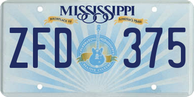 MS license plate ZFD375