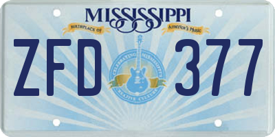 MS license plate ZFD377