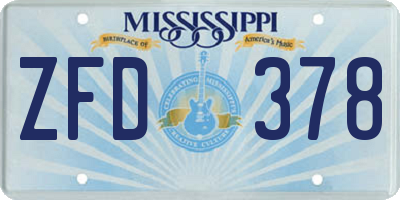 MS license plate ZFD378