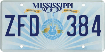 MS license plate ZFD384