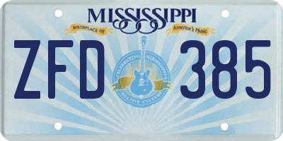 MS license plate ZFD385