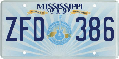 MS license plate ZFD386