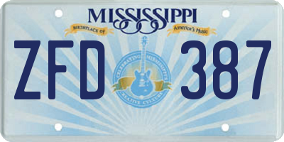 MS license plate ZFD387