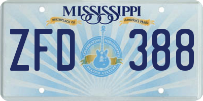 MS license plate ZFD388