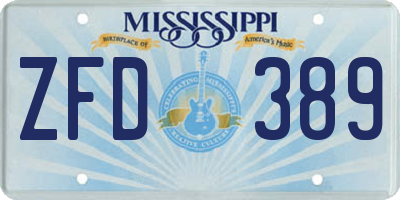MS license plate ZFD389