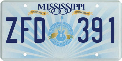 MS license plate ZFD391