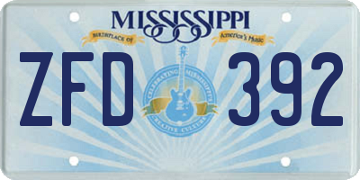 MS license plate ZFD392