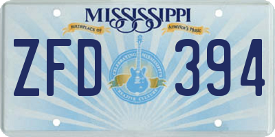 MS license plate ZFD394
