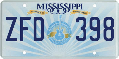 MS license plate ZFD398