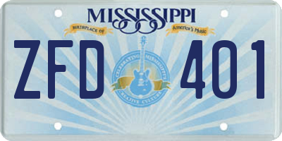 MS license plate ZFD401