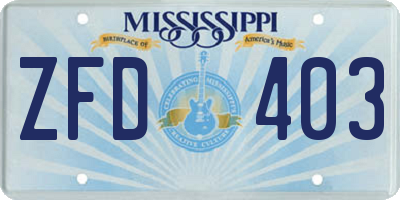 MS license plate ZFD403