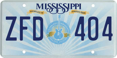 MS license plate ZFD404