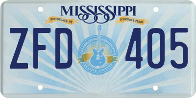 MS license plate ZFD405