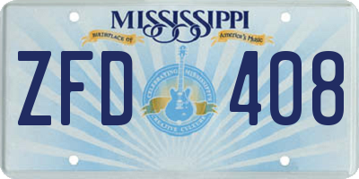 MS license plate ZFD408