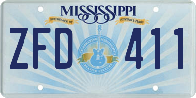 MS license plate ZFD411