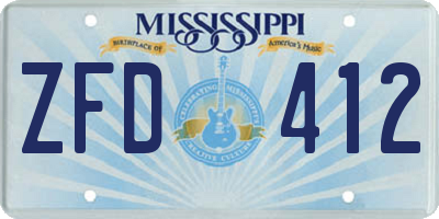 MS license plate ZFD412
