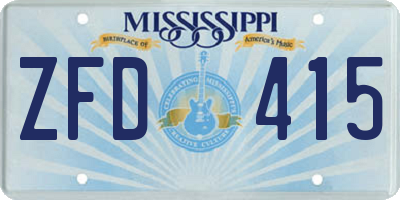 MS license plate ZFD415