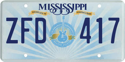 MS license plate ZFD417