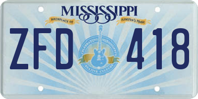 MS license plate ZFD418