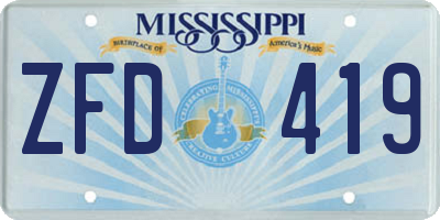 MS license plate ZFD419