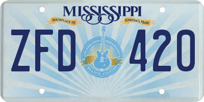 MS license plate ZFD420