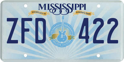 MS license plate ZFD422