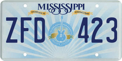 MS license plate ZFD423