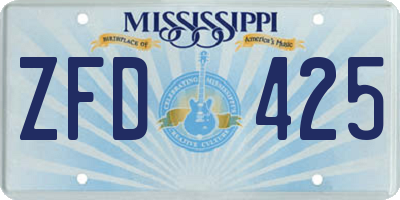 MS license plate ZFD425