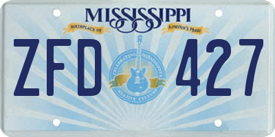 MS license plate ZFD427