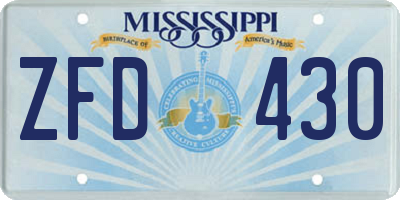 MS license plate ZFD430