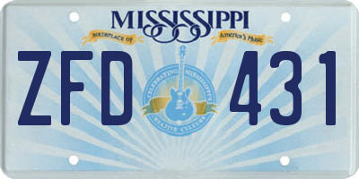 MS license plate ZFD431