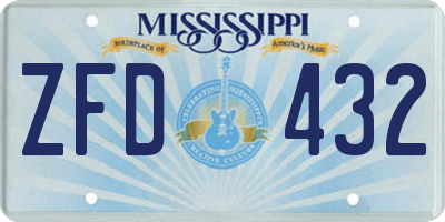 MS license plate ZFD432