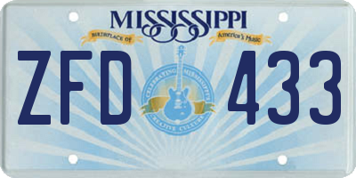 MS license plate ZFD433