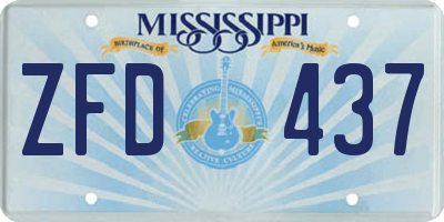 MS license plate ZFD437