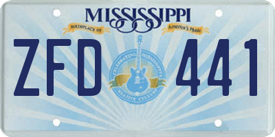 MS license plate ZFD441