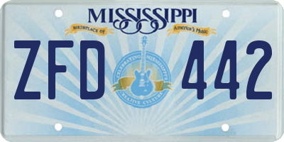 MS license plate ZFD442