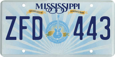 MS license plate ZFD443