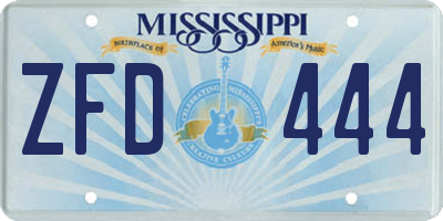 MS license plate ZFD444