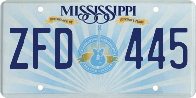 MS license plate ZFD445
