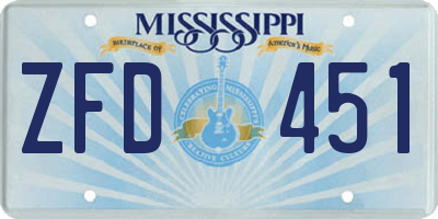 MS license plate ZFD451