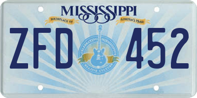 MS license plate ZFD452