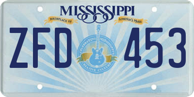 MS license plate ZFD453