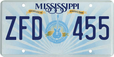 MS license plate ZFD455